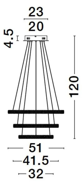 LED luster Ginevra 51 čierne