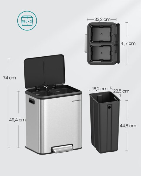 Odpadkový kôš 2x15L LTB544E01