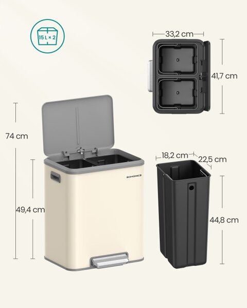 Odpadkový kôš 2x15L LTB544A02
