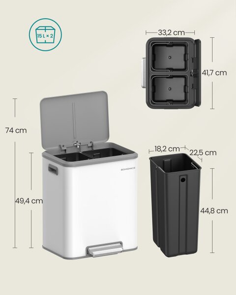 Odpadkový kôš 2x15L LTB544W02