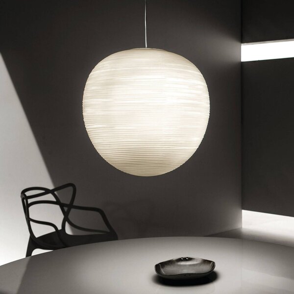 Foscarini Rituals XL E27-LED závesné svietidlo zo skla, Biela / opálová, Obývacia izba / jedáleň, Sklo, Dizajn, Guľa