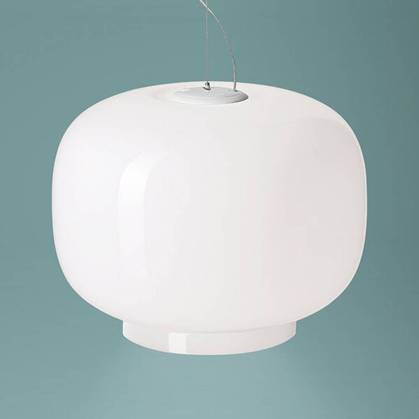 Foscarini Chouchin Bianco 1 závesná lampa E27 LED, Biela / opálová, Kuchyňa, Sklo, Dizajn, Závesné svietidlo