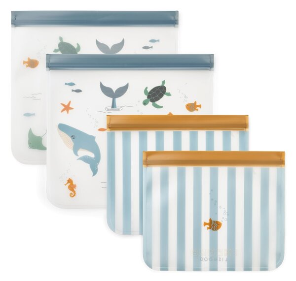Uzatvárateľné vrecká na potraviny Rebus Sea Creature – set 4 ks