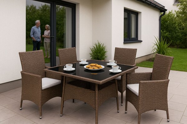 MultiGarden Súprava záhradného nábytku z technorattanu 4 stoličky + stôl MultiGarden