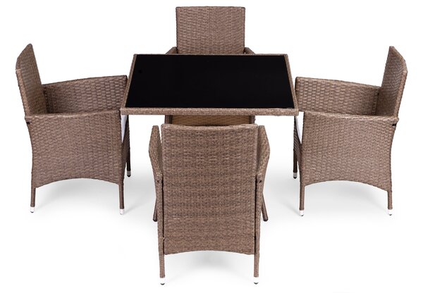 MultiGarden Súprava záhradného nábytku z technorattanu 4 stoličky + stôl MultiGarden