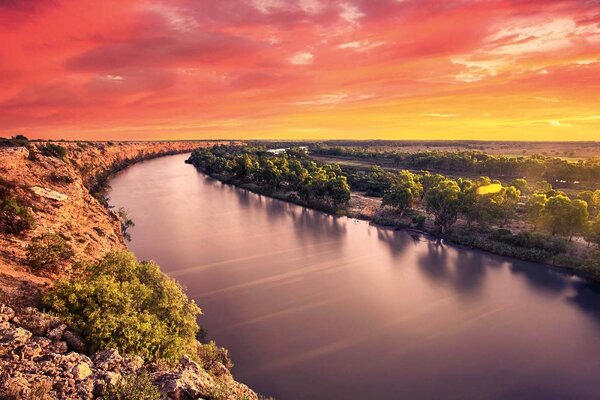 DIMEX | Vliesové fototapety na stenu Rieka Murray, Austrália MS-5-3104 | 375 x 250 cm | zelená, žltá, oranžová