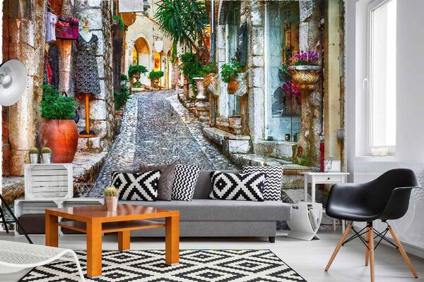 DIMEX | Vliesové fototapety na stenu St. Paul de Vence MS-5-0701 | 375 x 250 cm | červená, hnedá, šedá
