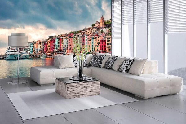 DIMEX | Vliesové fototapety na stenu Mesto Portovenere MS-5-0765 | 375 x 250 cm | modrá, červená, šedá
