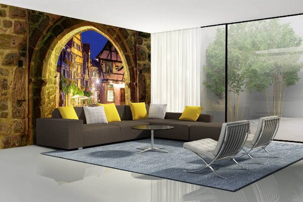 DIMEX | Vliesové fototapety na stenu Francúzske Alsasko MS-5-0685 | 375 x 250 cm | žltá, šedá, ružová