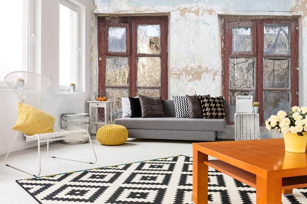 DIMEX | Vliesové fototapety na stenu Staré okná MS-5-0829 | 375 x 250 cm | biela, béžová, hnedá