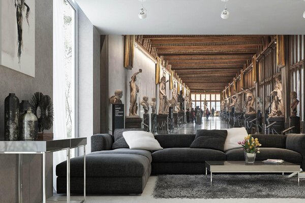 DIMEX | Vliesové fototapety na stenu Galéria Uffizi MS-5-0957 | 375 x 250 cm | béžová, hnedá
