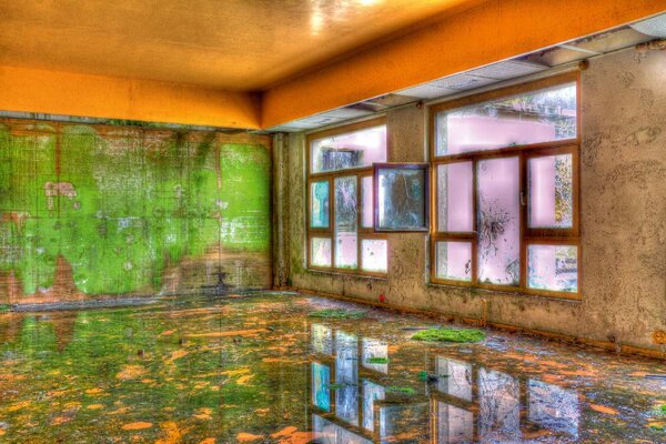 DIMEX | Vliesové fototapety na stenu Oranžovo-zelená miestnosť MS-5-0861 | 375 x 250 cm | zelená, oranžová, hnedá
