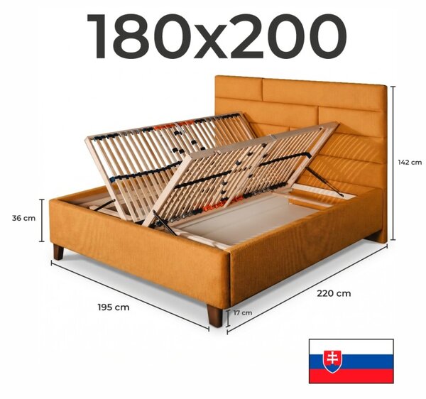 Posteľ čalúnená ANIA + lamelový rošt + matrac EMI