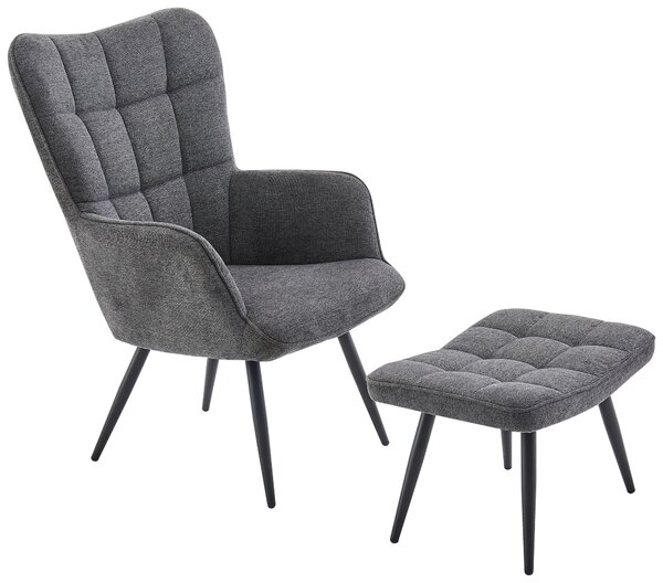 RELAXAČNÉ KRESLO S PODNOŽKOU, kov, textil, tmavosivá Ti'me - Kreslá