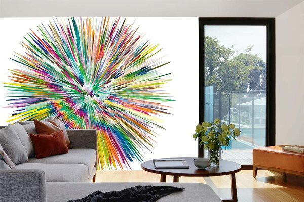 DIMEX | Vliesové fototapety na stenu Abstraktné striekanie farby MS-5-2048 | 375 x 250 cm | zelená, modrá, biela, žltá