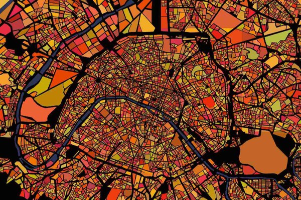 DIMEX | Vliesové fototapety na stenu Mapa Paríža MS-5-1518 | 375 x 250 cm | červená, žltá, oranžová