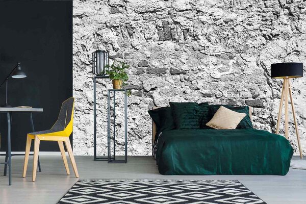 DIMEX | Vliesové fototapety na stenu Textúra múru MS-5-2433 | 375 x 250 cm | biela, čierna
