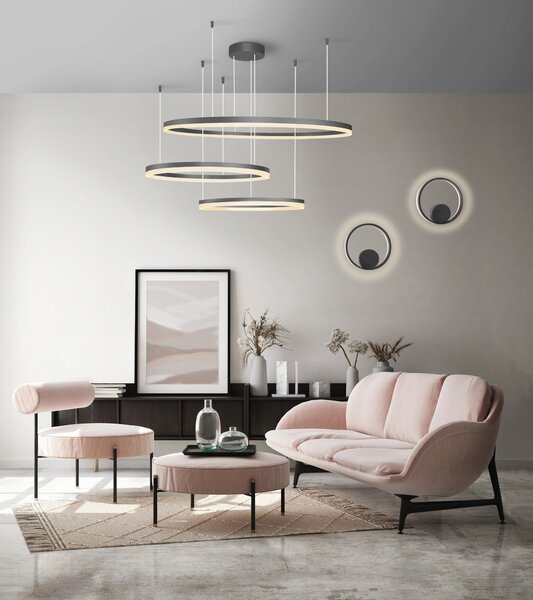 Moderný luster Halo 120+100+80 CCT čierna s diaľkovým ovládaním