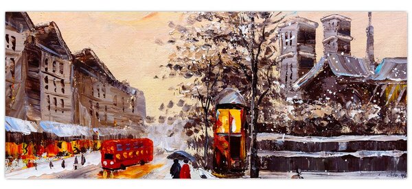 Obraz - Maľba zimného mesta (120x50 cm)