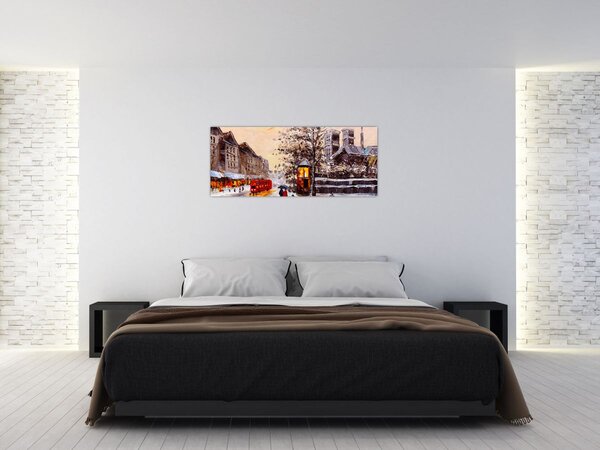 Obraz - Maľba zimného mesta (120x50 cm)