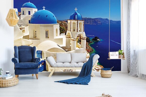 DIMEX | Vliesové fototapety na stenu Santorini MS-5-1118 | 375 x 250 cm | modrá, biela
