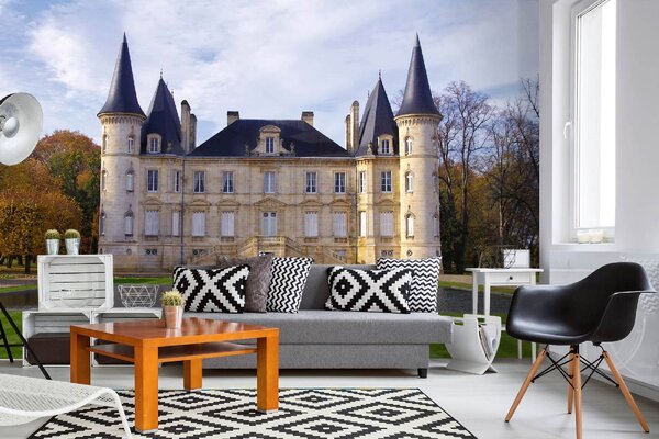 DIMEX | Vliesové fototapety na stenu Chateau Pichon Baron, Francúzsko MS-5-1086 | 375 x 250 cm | zelená, modrá, béžová, šedá