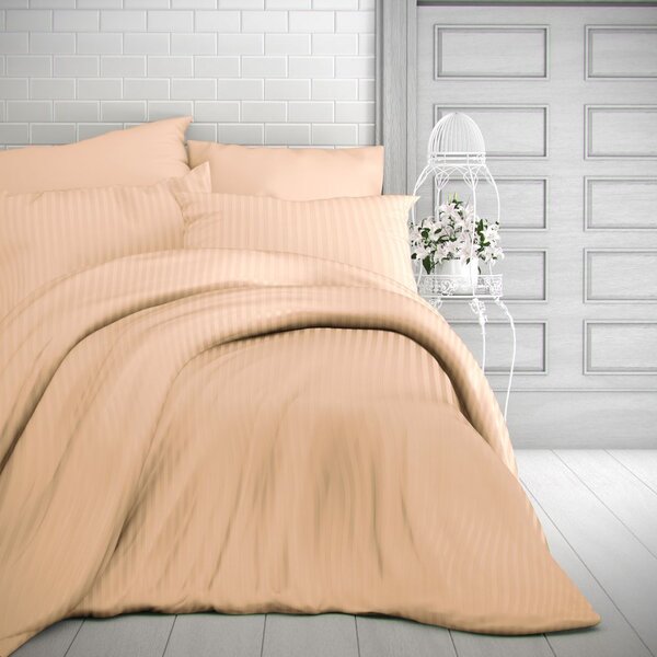 Kvalitex Hotelové obliečky atlas grádl 2cm prúžok 140x200,70x90cm marhuľové Zipový uzávěr