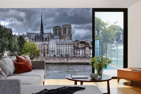 DIMEX | Vliesové fototapety na stenu Parížske budovy MS-5-1038 | 375 x 250 cm | zelená, modrá, šedá