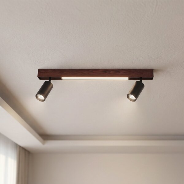 BRILAGI - LED Bodové svietidlo SELE 2xGU10/30W/230V + LED/15W čierna/dekor dubu