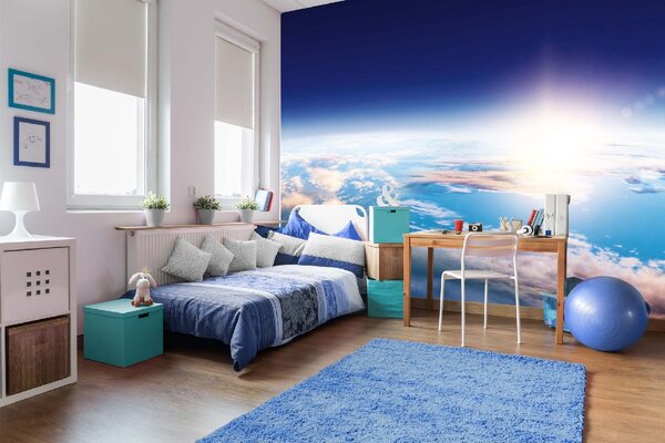 DIMEX | Vliesové fototapety na stenu Východ slnka na planéte MS-5-2241 | 375 x 250 cm | modrá, biela