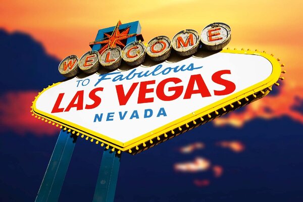 DIMEX | Vliesové fototapety na stenu Ceduľa - LAS VEGAS MS-5-2225 | 375 x 250 cm | modrá, červená, biela, žltá