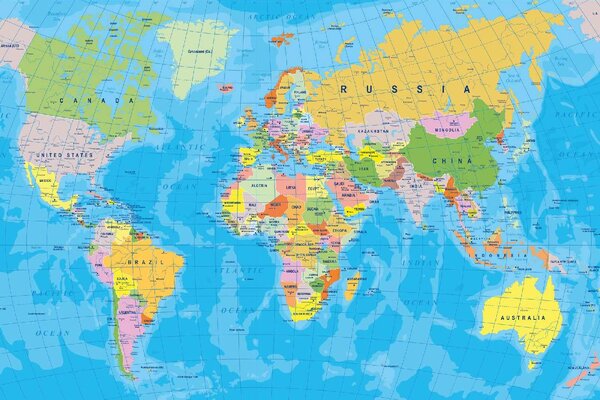 Samolepiaca vliesová fototapeta Mapa sveta na glóbuse 375 x 250 cm