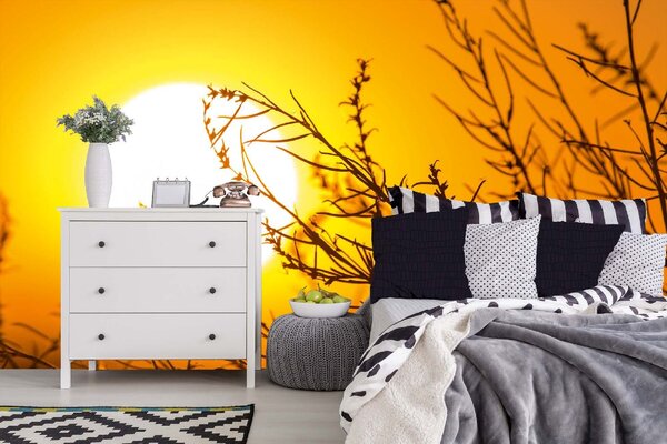 DIMEX | Vliesové fototapety na stenu Jesenný západ slnka MS-5-1743 | 375 x 250 cm | čierna, žltá, oranžová