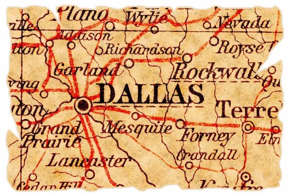 DIMEX | Vliesové fototapety na stenu Stará mapa Dallasu MS-5-1535 | 375 x 250 cm | červená, čierna, hnedá