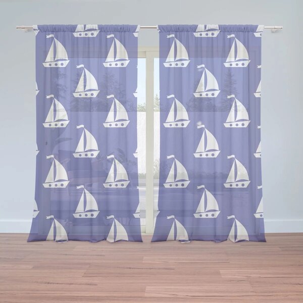 Sablio Záclony Biele lode: 2ks 150x250cm