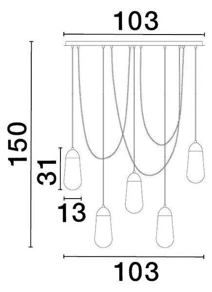 Luster na lanku Blaky 103 čierne – E14