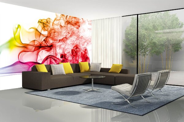 DIMEX | Vliesové fototapety na stenu Abstraktný farebný dym MS-5-2531 | 375 x 250 cm | červená, fialová, žltá, ružová