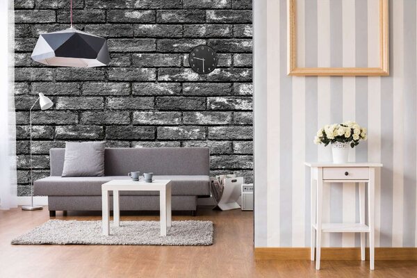 DIMEX | Vliesové fototapety na stenu Tmavosivé tehly MS-5-2659 | 375 x 250 cm | biela, čierna