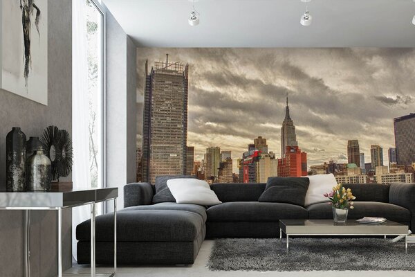 DIMEX | Vliesové fototapety na stenu Letecký pohľad na NY MS-5-2962 | 375 x 250 cm | červená, béžová, hnedá, šedá