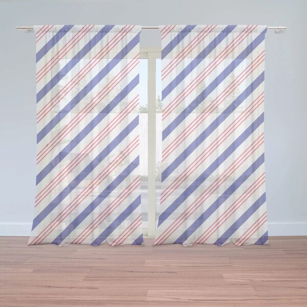 Sablio Záclony Modročervené pruhy: 2ks 150x250cm