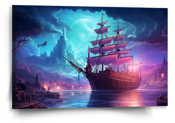 Sablio Obraz Magická plachetnica pod mesiacom - 60x40 cm