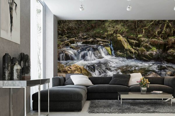 DIMEX | Vliesové fototapety na stenu Cornwall, Anglicko MS-5-3154 | 375 x 250 cm | zelená, biela, šedá
