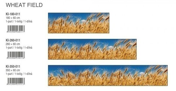 DIMEX | Fototapeta do kuchyne Pšeničné pole KI-350-011 | 350 x 60 cm | modrá, žltá