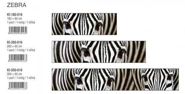 DIMEX | Fototapeta do kuchyne Zebra KI-350-016 | 350 x 60 cm | čiernobiela