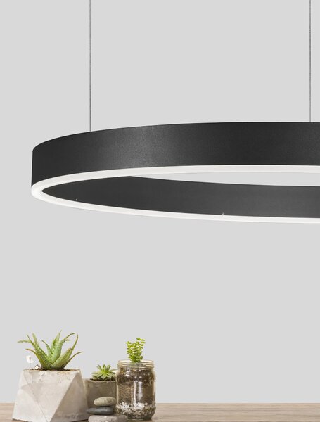 LED luster Motif 80 čierne CCT s diaľkovým ovládaním – Čierna