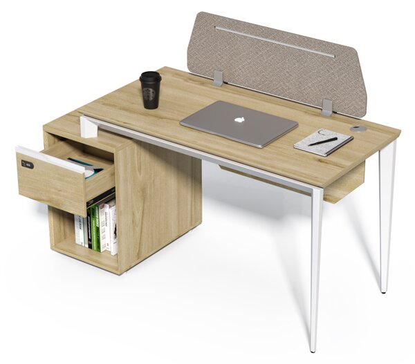 Kancelársky stôl s skrinkou Houseland Profit Max 03 1406 dub/biely