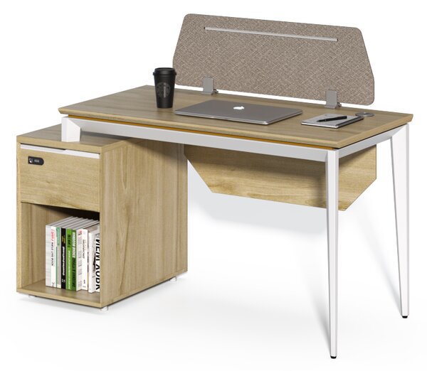 Kancelársky stôl s skrinkou Houseland Profit Max 03 1406 dub/biely