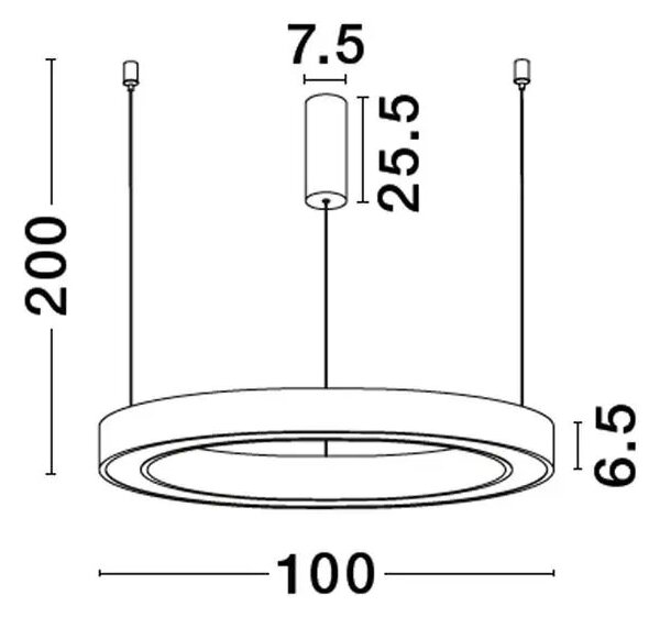 LED luster Elowen 100 čierne