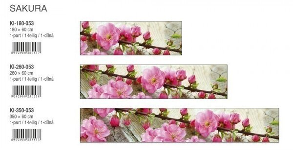 DIMEX | Fototapeta do kuchyne Sakura KI-260-053 | 260 x 60 cm | zelená, ružová