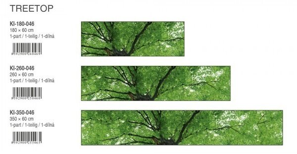 DIMEX | Fototapeta do kuchyne Koruny stromov KI-350-046 | 350 x 60 cm | zelená, hnedá